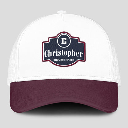 Trouble Maker Burgundy And White Funny Mesh Cap CHRISTOPHER 13K1 C201PF