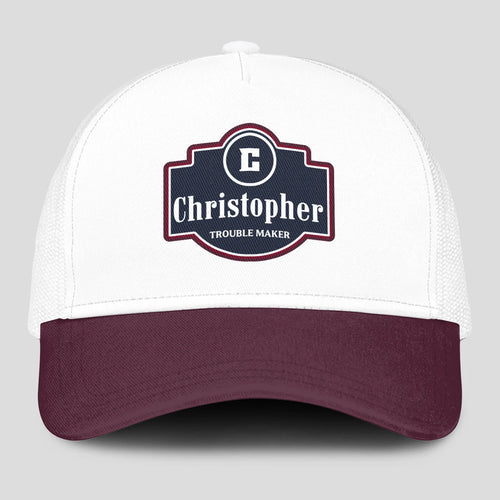 Trouble Maker Burgundy And White Funny Mesh Cap CHRISTOPHER 13K1 C201PF