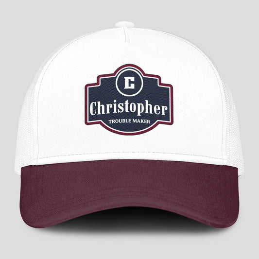 Trouble Maker Burgundy And White Funny Mesh Cap CHRISTOPHER 13K1 C201PF