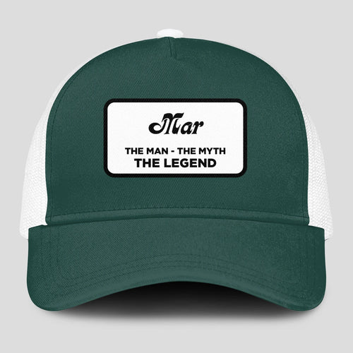 The Man The Myth The Legend Green And White Mesh Cap MAR 13K1 C198PF