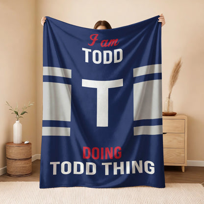 I'm Name Doing Name Things Navy Fleece Blanket TODD 13K1 BK51