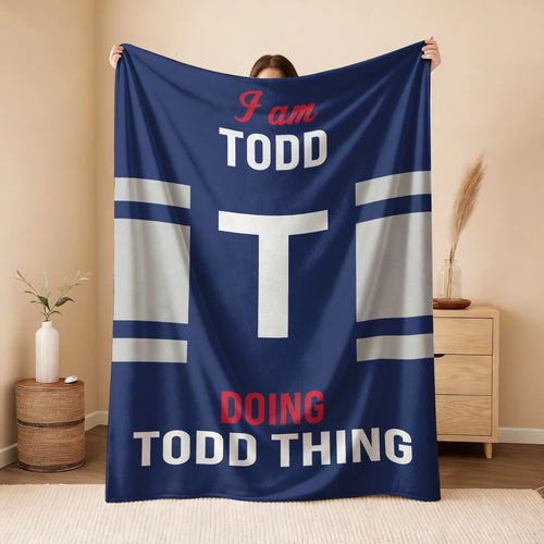 I'm Name Doing Name Things Navy Fleece Blanket TODD 13K1 BK51
