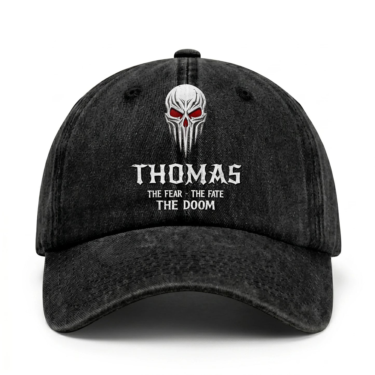 Your Name The Fear The Fate The Doom Skull Washed Cap THOMAS 13K1 C98PF