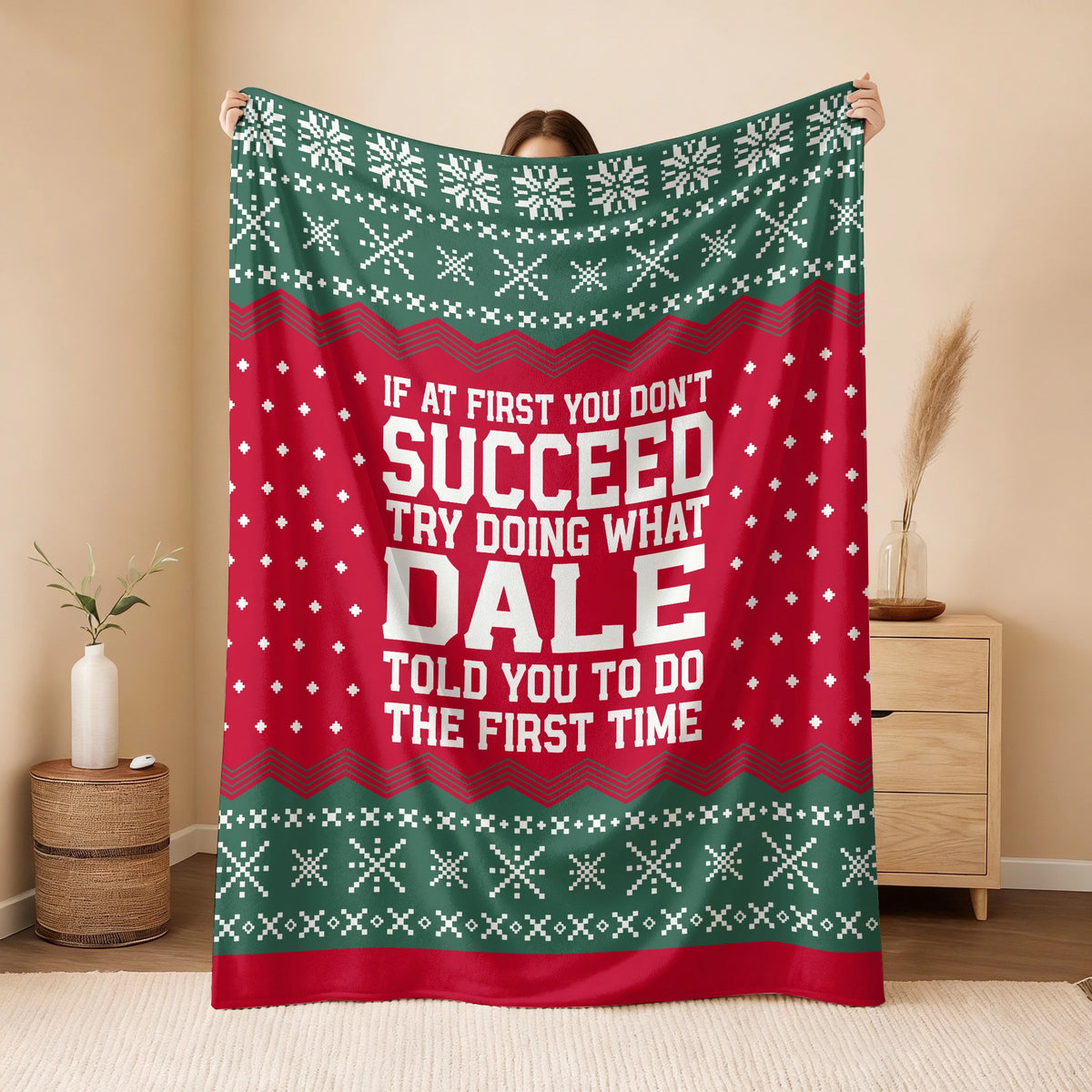 If At First You Don’t Succeed Red Green Christmas Fleece Blanket DALE 13K1 BK28