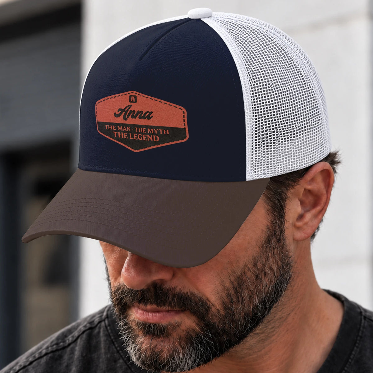 The Man The Myth The Legend Navy And Brown Mesh Cap ANNA 13K1 C188PF