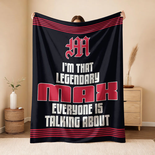 I'm That Legendary Name Dark Red Fleece Blanket MAX 13K1 BK48