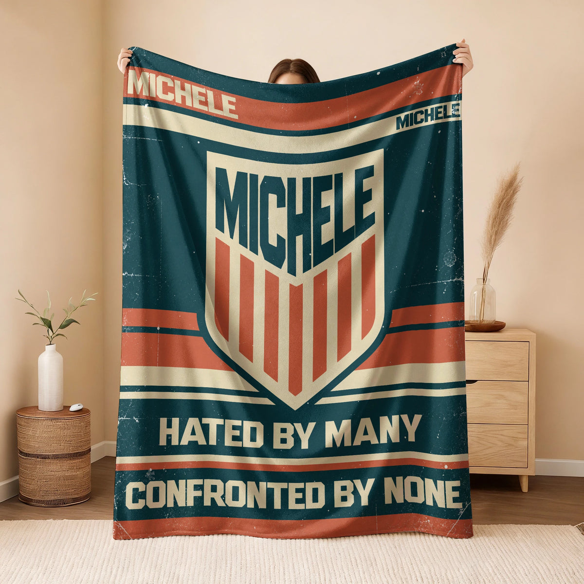 Hated By Many Confronted By None Retro Fleece Blanket MICHELE 13K1 BK58