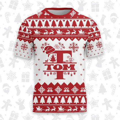 TOM Personalized Christmas T-Shirt Pajama Set - Holiday Gift Outfit 13K1-CR2