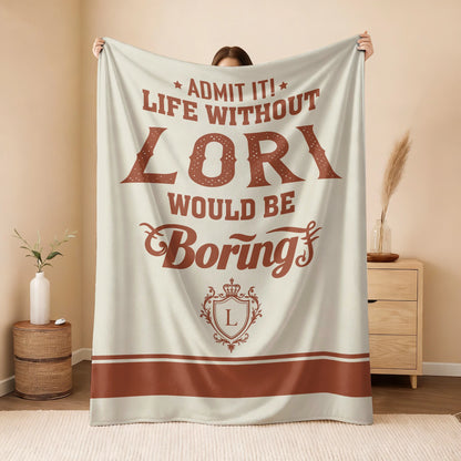 Life Without Your Name Would Be Boring Cream Terracotta Blanket LORI 13K1 BK24