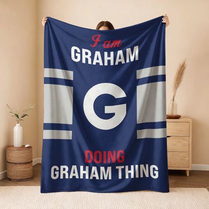 I'm Name Doing Name Things Navy Fleece Blanket GRAHAM 13K1 BK51