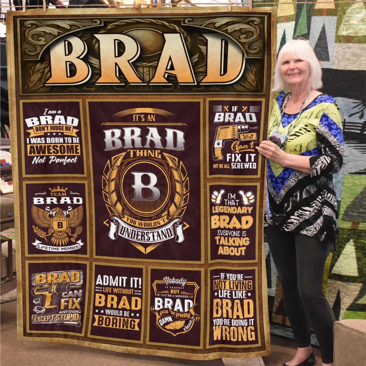 BRAD Personalized Blanket | Custom Name Cozy Throw Gift 13K1-BK4