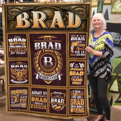 BRAD Personalized Blanket | Custom Name Cozy Throw Gift 13K1-BK4