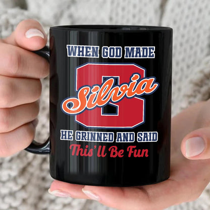 When God Made Your Name Personalized Baseball Mug SILVIA 13K1 MG07