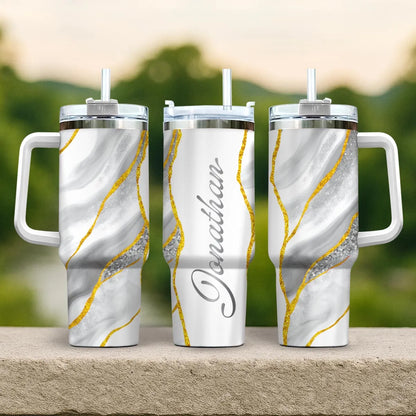 JONATHAN 40oz Personalized Tumbler Cup with Straw | Custom Stainless Steel Mug 13K1-TB1