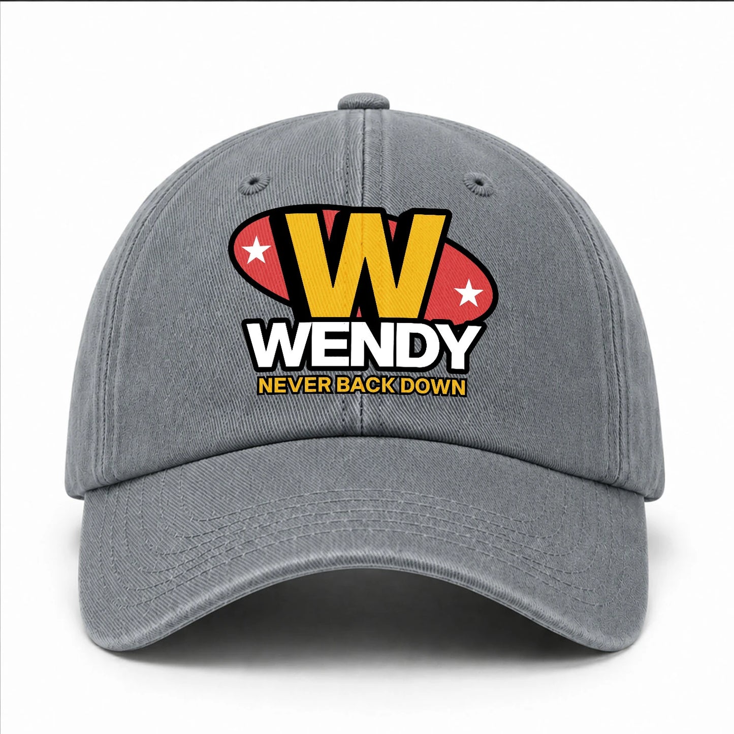 Never Back Down With Your Name And Initial Letter Washed Cap WENDY 13K1 C82PF