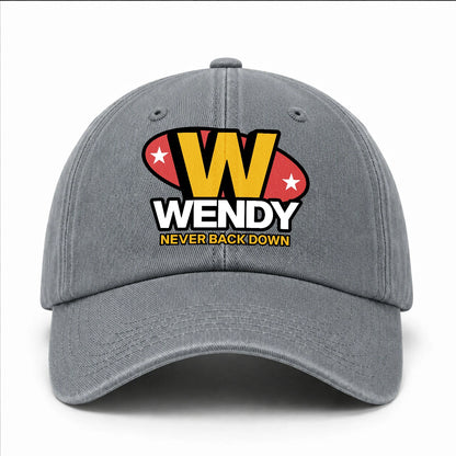 Never Back Down With Your Name And Initial Letter Washed Cap WENDY 13K1 C82PF