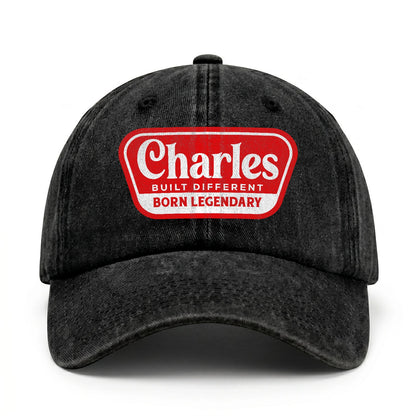 Built Different Born Legendary Red Logo Washed Cap CHARLES 13K1 C63PF