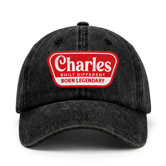 Built Different Born Legendary Red Logo Washed Cap CHARLES 13K1 C63PF