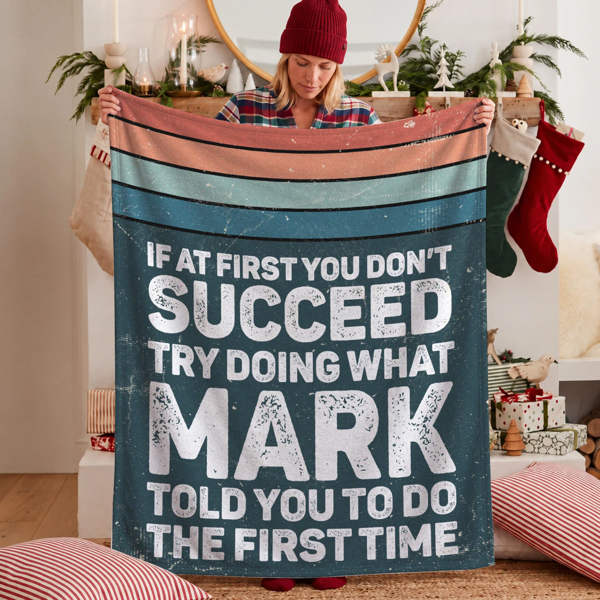 If At First You Don’t Succeed Retro Green Fleece Blanket MARK 13K1 BK29