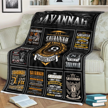 SAVANNAH Personalized Blanket | Custom Name Cozy Throw Gift 13K3-BK2