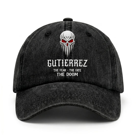 Your Name The Fear The Fate The Doom Skull Washed Cap GUTIERREZ 13K1 C98PF