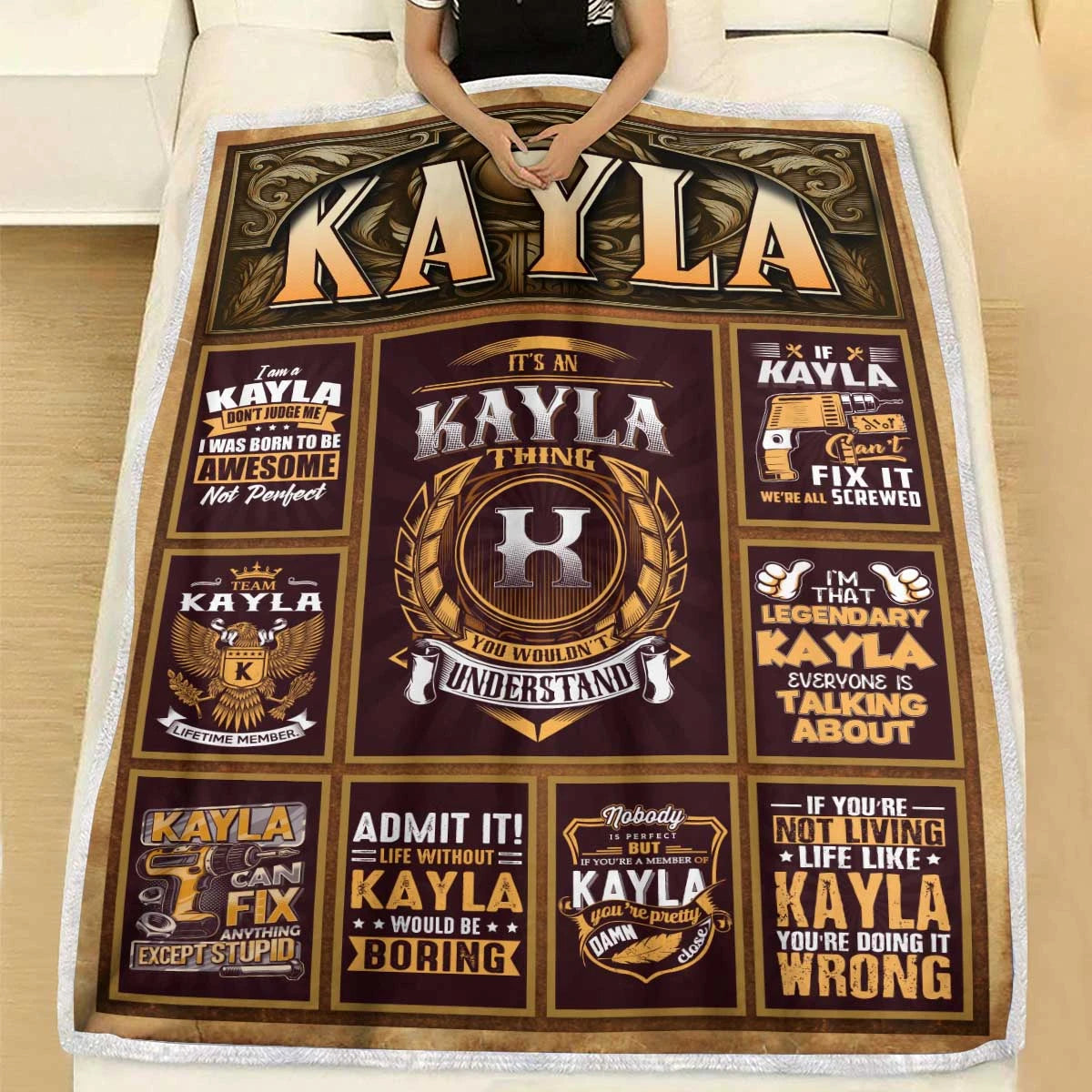 KAYLA Personalized Blanket | Custom Name Cozy Throw Gift 13K1-BK4