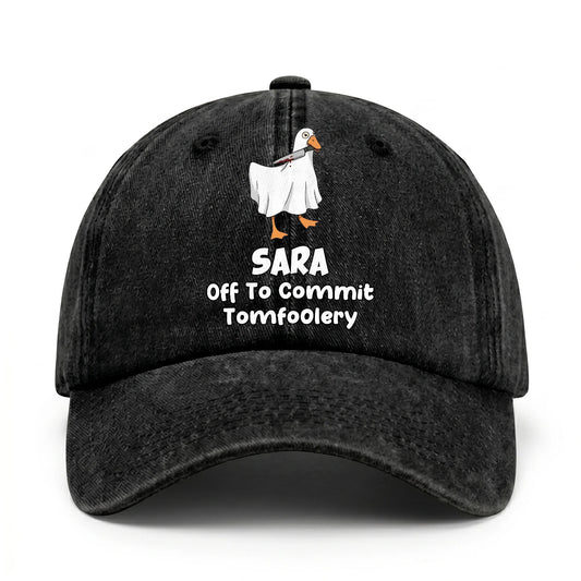 Off To Commit Tomfoolery Funny Goose Washed Cap SARA 13K1 C131PF