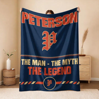 The Man The Myth The Legend Retro Fleece Blanket PETERSON 13K1 BK53