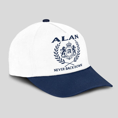 Never Back Down Blue And White Cap ALAN 13K1 C59PF