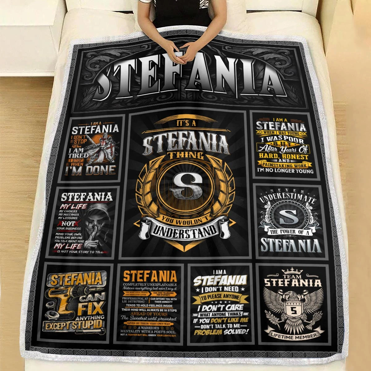 STEFANIA Personalized Blanket | Custom Name Cozy Throw Gift 13K5-BK2