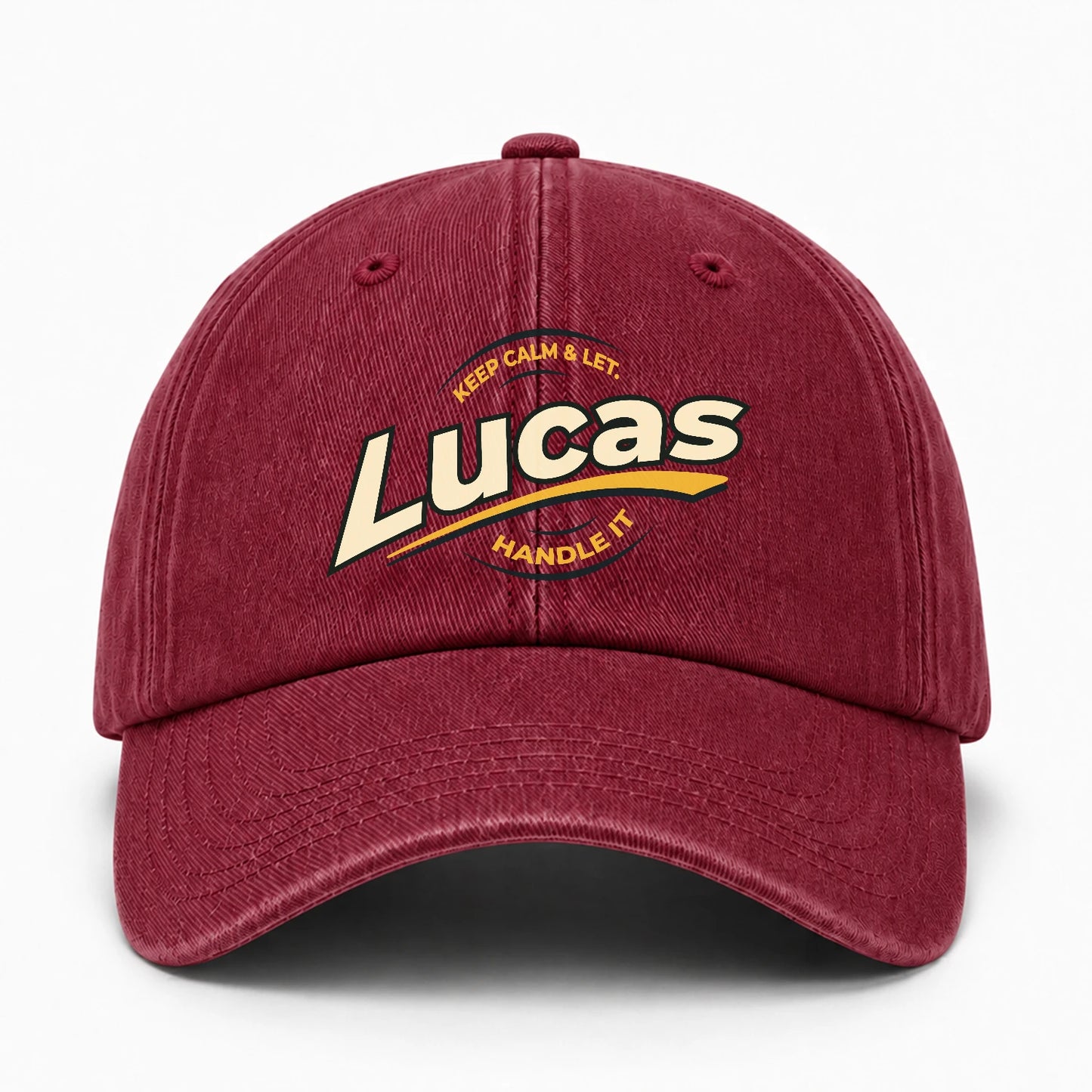 Keep Calm & Let Your Name Handle It Burgundy Washed Cap LUCAS 13K1 C105PF