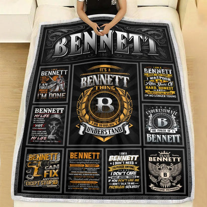 BENNETT Personalized Blanket | Custom Name Cozy Throw Gift 13K1-BK2