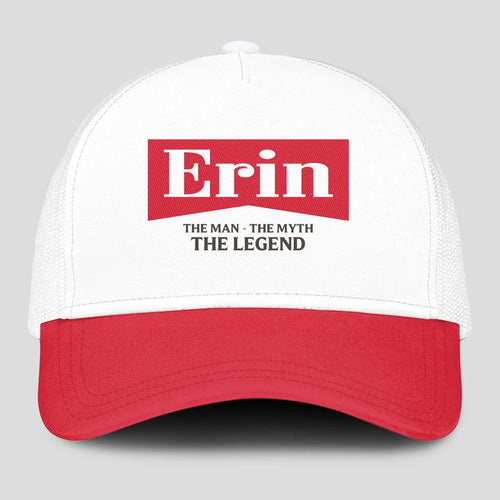 The Man The Myth The Legend Red And White Mesh Cap ERIN 13K1 C197PF