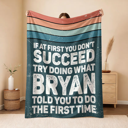If At First You Don’t Succeed Retro Green Fleece Blanket BRYAN 13K1 BK29