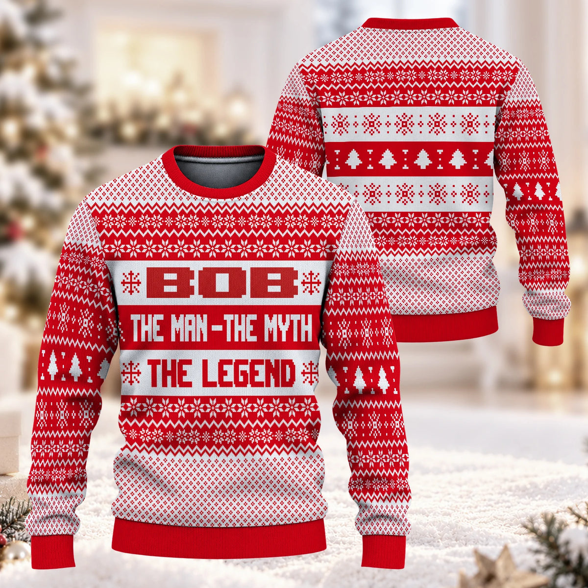 The Man The Myth The Legend Red Christmas Ugly Sweater BOB 13K1 UG04