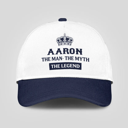 The Man The Myth The Legend King Crown Blue And White Cap AARON 13K1 C147PF