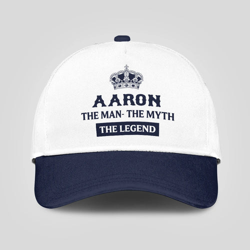 The Man The Myth The Legend King Crown Blue And White Cap AARON 13K1 C147PF