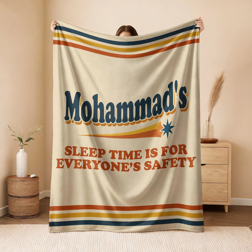 Your Name's Sleep Time Funny Retro Fleece Blanket MOHAMMAD 13K1 BK67
