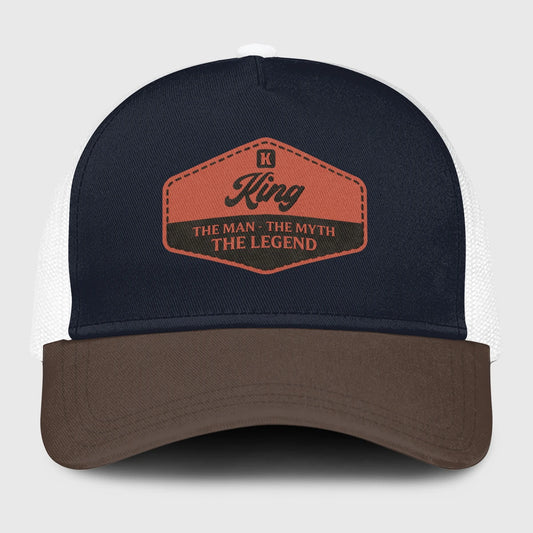 The Man The Myth The Legend Navy And Brown Mesh Cap KING 13K1 C188PF