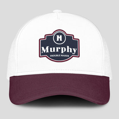 Trouble Maker Burgundy And White Funny Mesh Cap MURPHY 13K1 C201PF