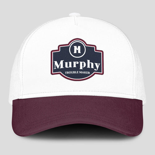 Trouble Maker Burgundy And White Funny Mesh Cap MURPHY 13K1 C201PF
