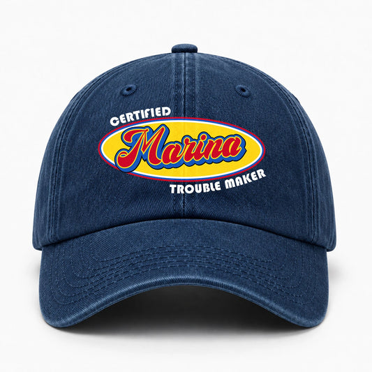 Certified Your Name Trouble Maker Washed Cap MARINA 13K1 C73PF