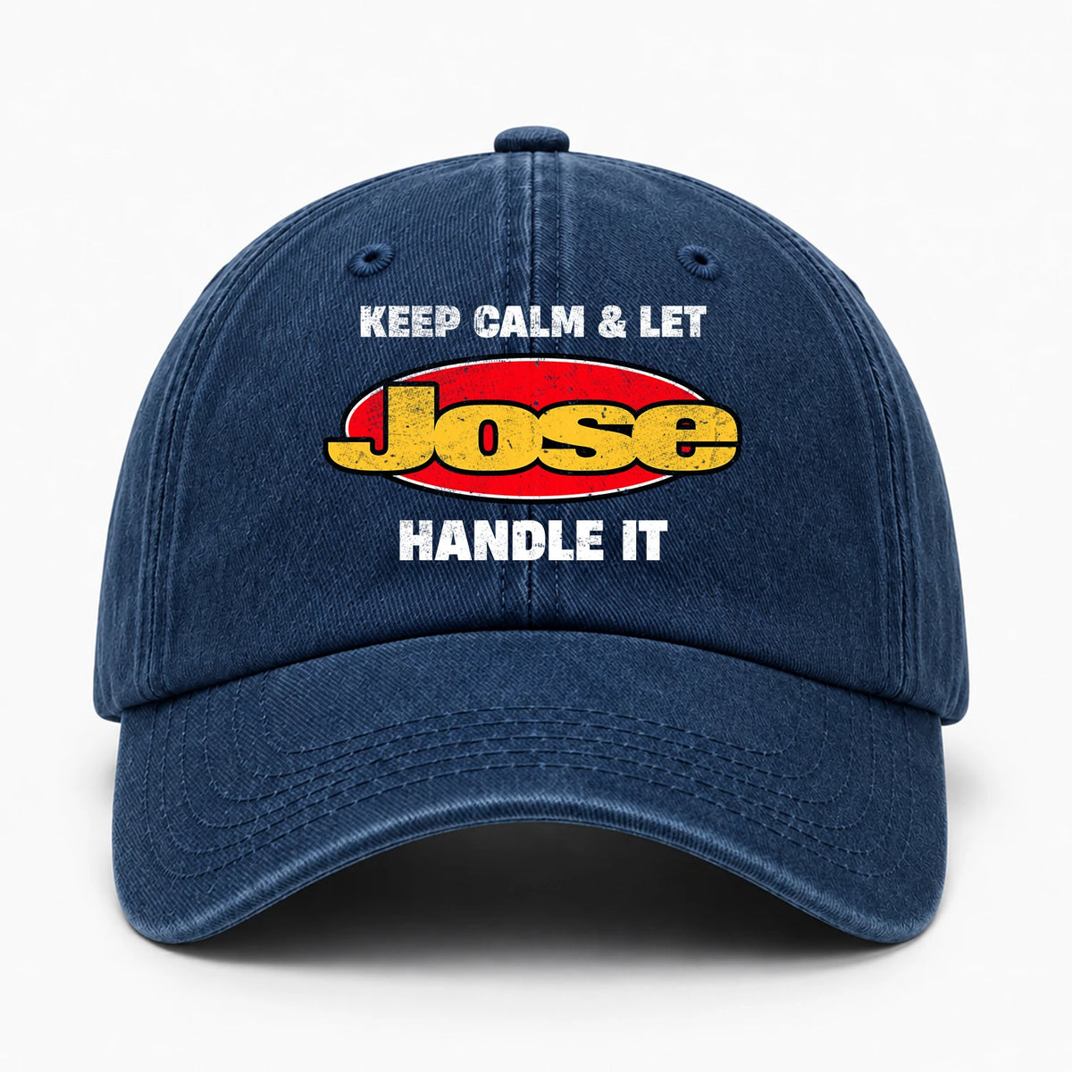 Keep Calm & Let Your Name Handle It Yellow And Red Logo Washed Cap JOSE 13K1 C172PF