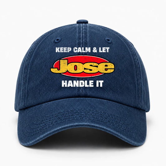 Keep Calm & Let Your Name Handle It Yellow And Red Logo Washed Cap JOSE 13K1 C172PF