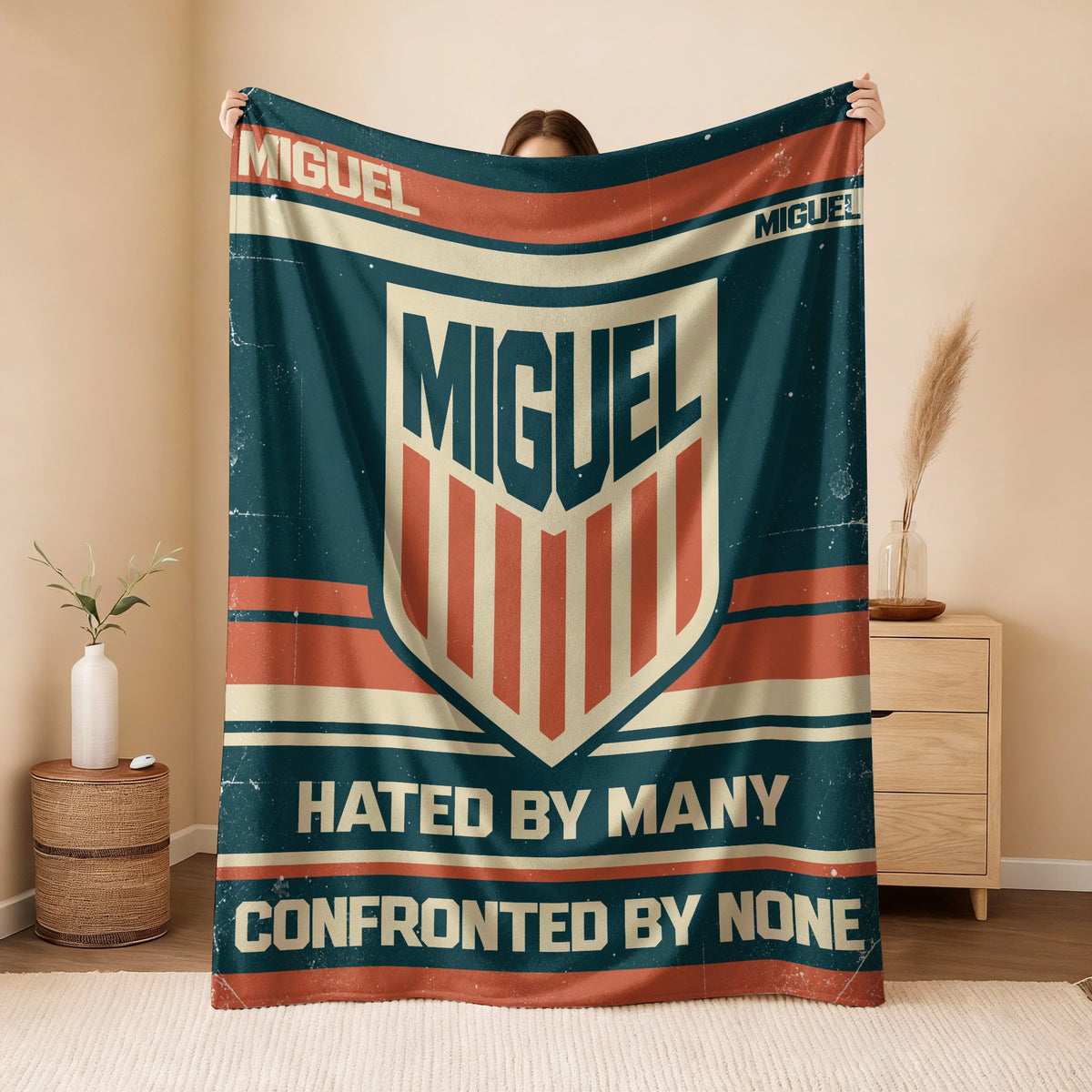 Hated By Many Confronted By None Retro Fleece Blanket MIGUEL 13K1 BK58