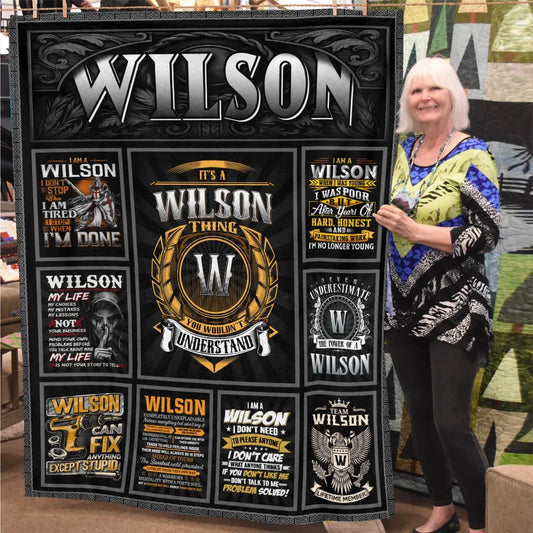 WILSON Personalized Blanket | Custom Name Cozy Throw Gift 13K1-BK2