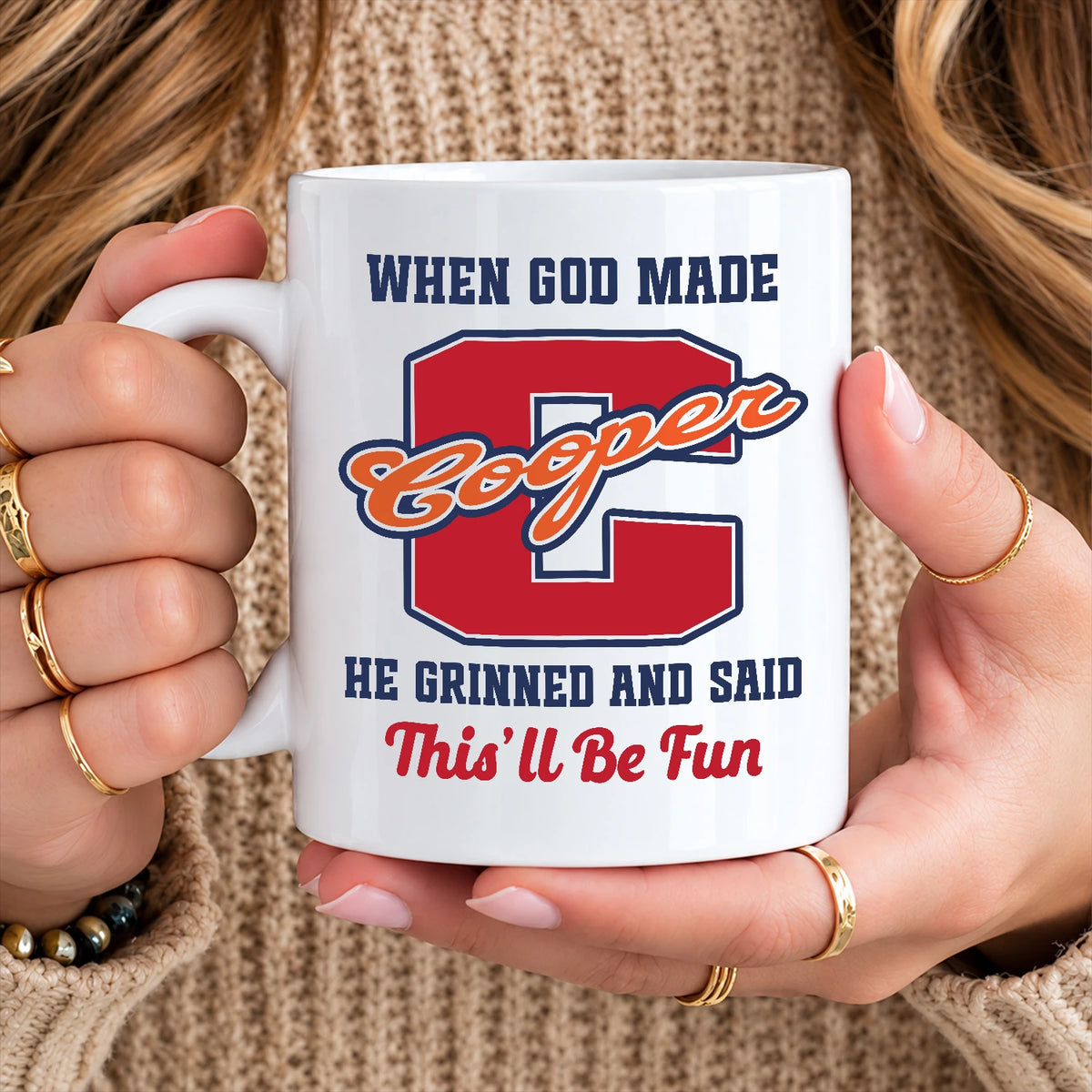 When God Made Your Name Personalized Baseball Mug COOPER 13K1 MG07