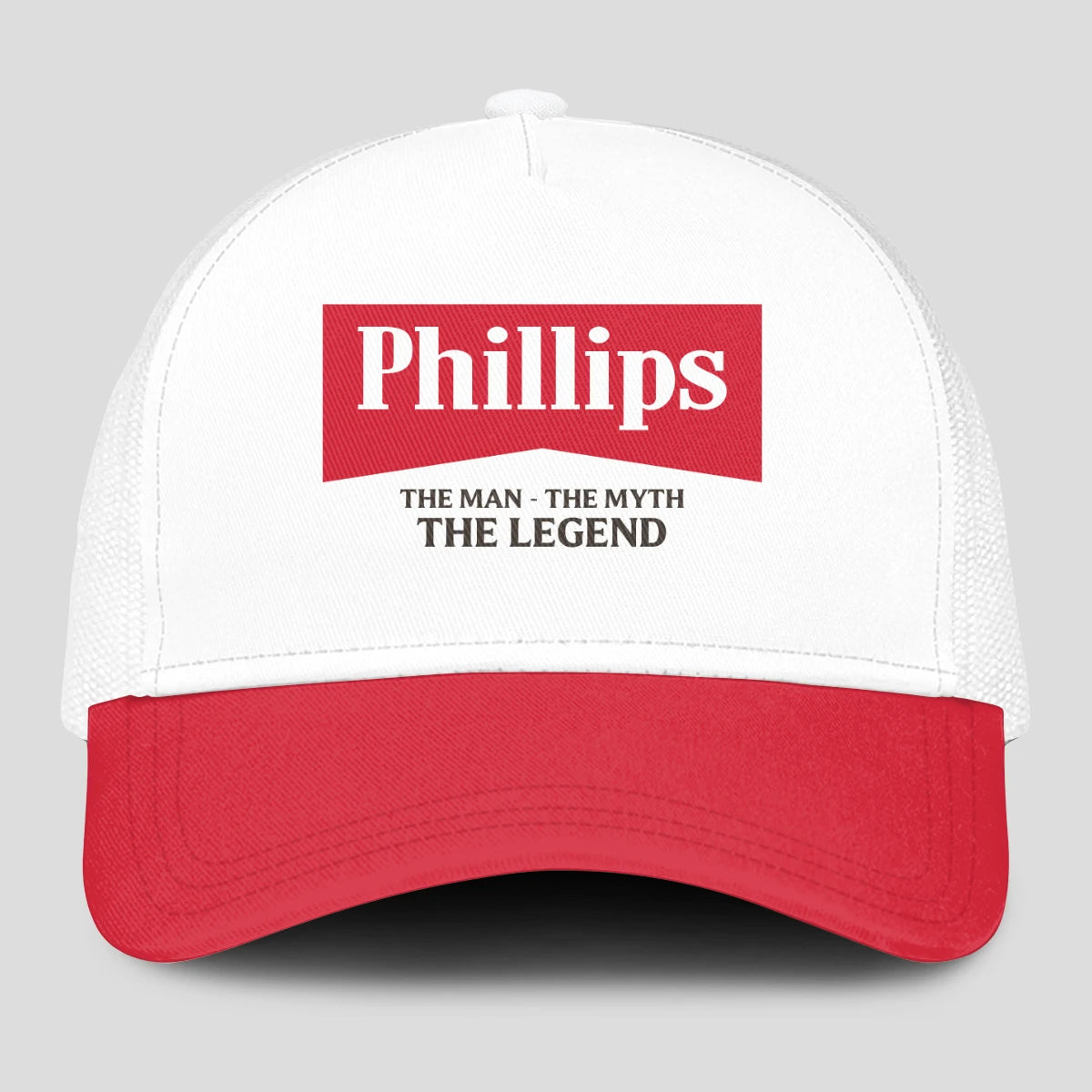 The Man The Myth The Legend Red And White Mesh Cap PHILLIPS 13K1 C197PF