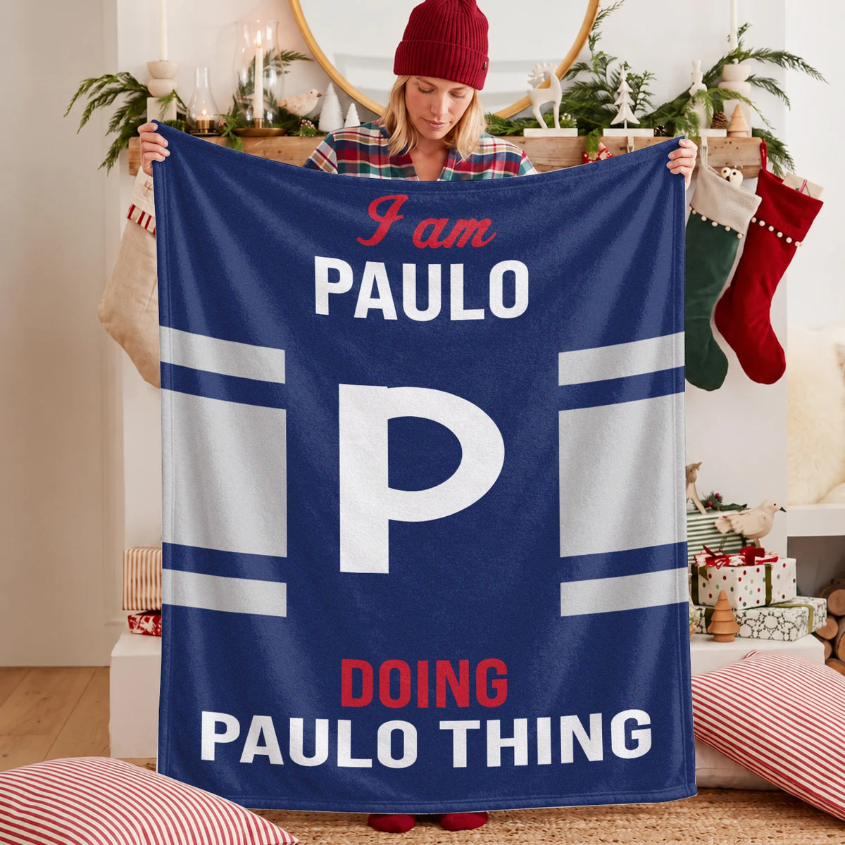 I'm Name Doing Name Things Navy Fleece Blanket PAULO 13K1 BK51