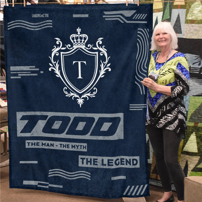 The Man The Myth The Legend Blue & Gray Fleece Blanket  TODD 13K1 BK08